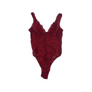 Victoria Secret Women's Red Sheer Lace Teddy - Medium